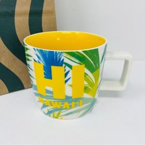 STARBUCKS Hawaii Ceramic Coffee Mug Limited Edition 2016 Palm Print